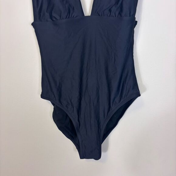 J. Crew Black Deep V One Piece Swimsuit Size 4 - Picture 3 of 5
